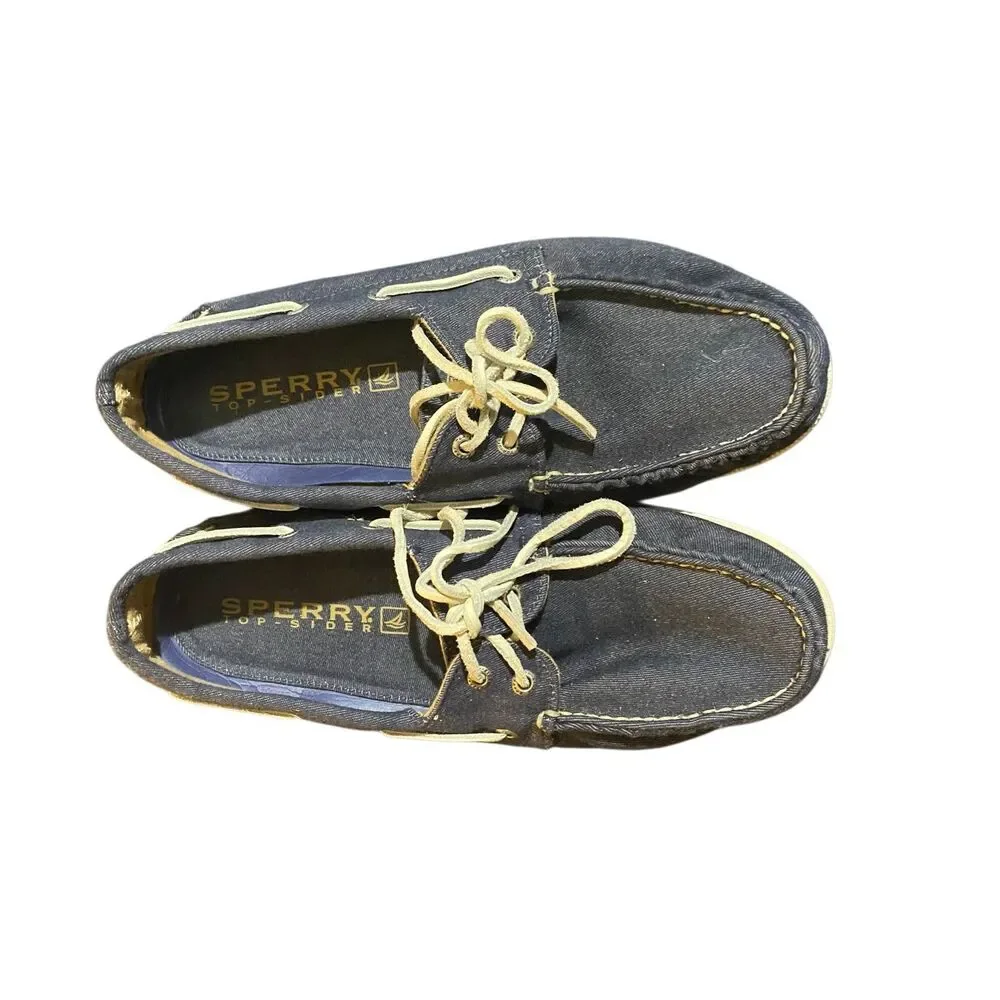 Sperry men’s slip on blue Topsider canvas shoes, 10.5.